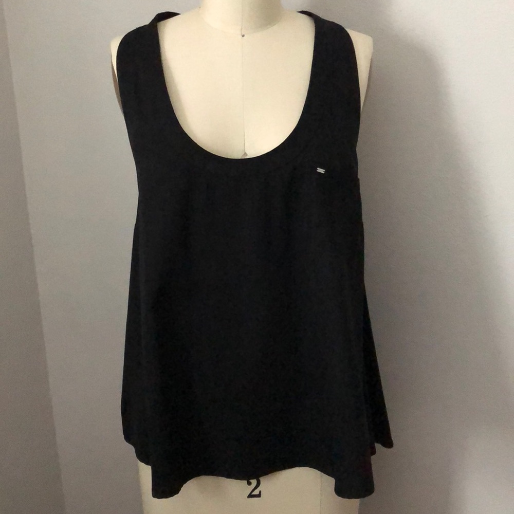 Obey black racerback top with pocket